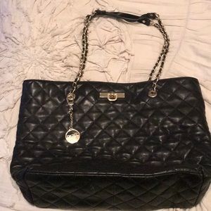DKNY Black Leather and Gold Purse